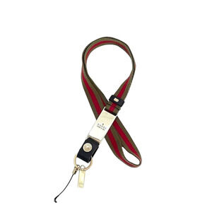 Gucci Neck Strap Khaki Green Red Gold Sherry 039